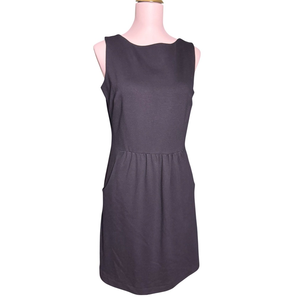 J. McLaughlin Black Sleeveless Boat Neck Sheath Dress with Pockets Size 8